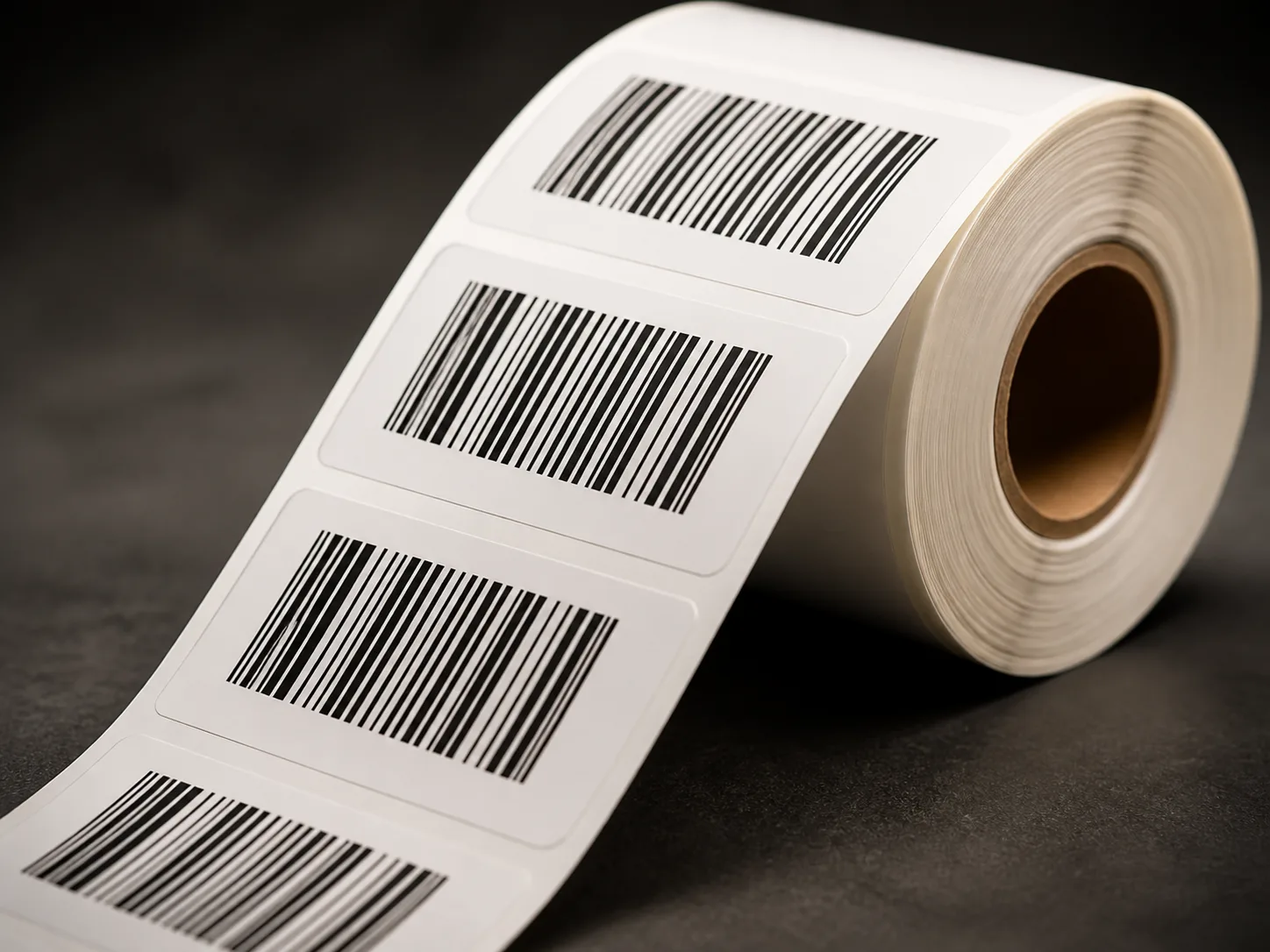 Rolo de etiquetas com c&oacute;digos de barras para identifica&ccedil;&atilde;o
